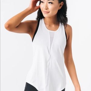 ZYIA White Effortless Tank Racerback Mesh Detail Small